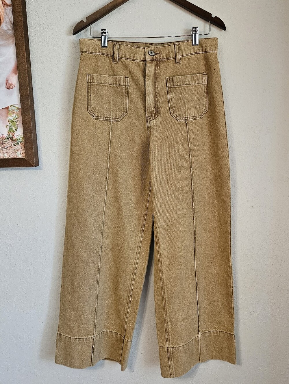 Entro NWT Patch Pocket Wide Leg Brown Denim Large